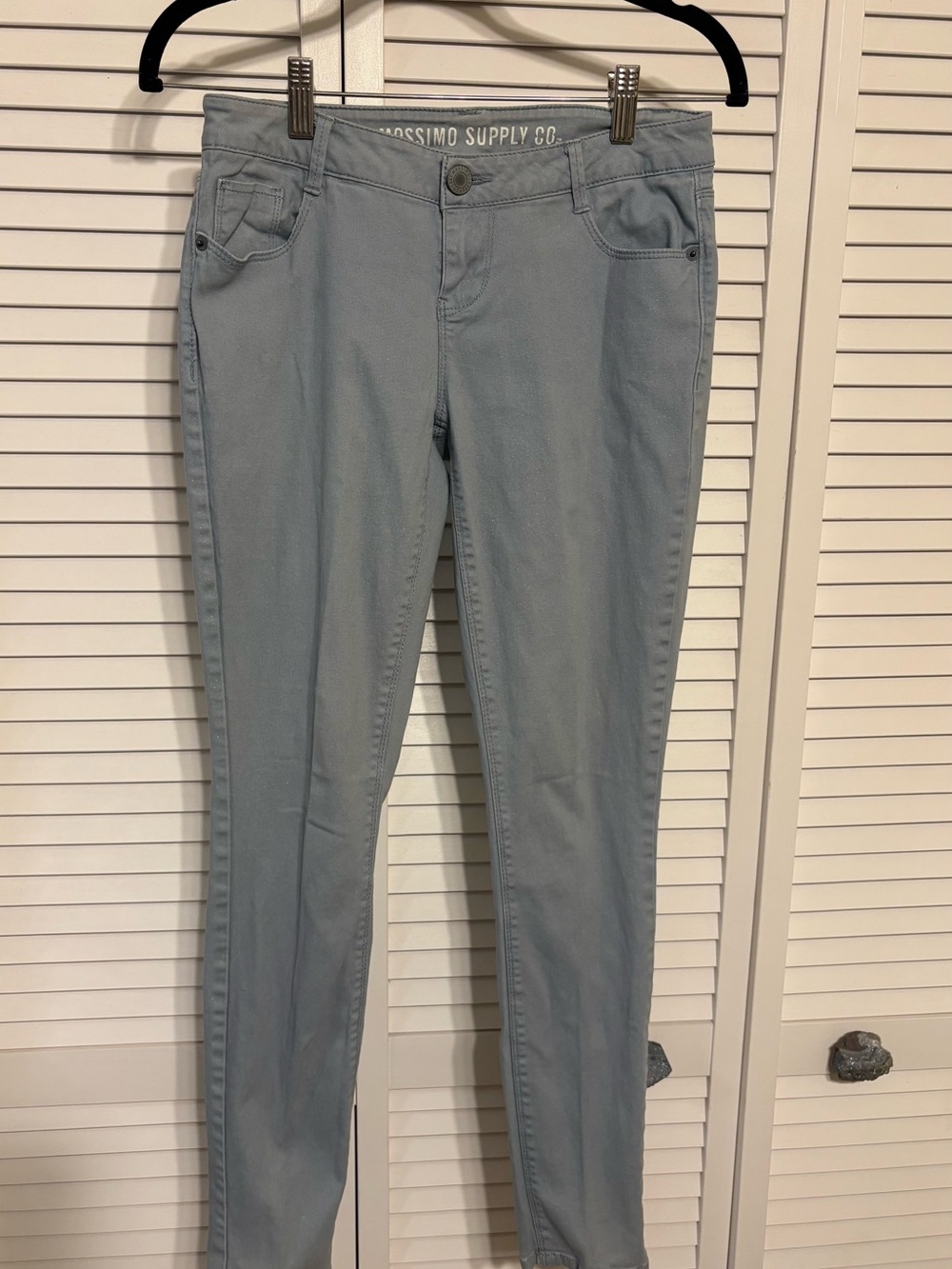 Mossimo Supply Co. Light Blue Sparkle Low Rise Skinny Jeans